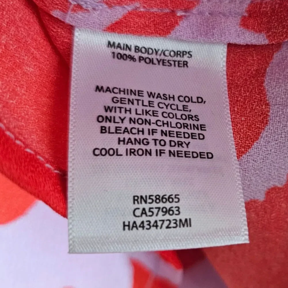 Halogen Button-Up Blouse Women's Size 1 (L) Pink Orange Floral Maximalist Boho - Picture 6 of 7
